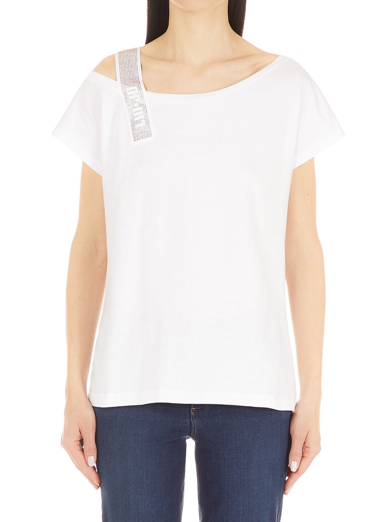 T-shirt with gemstones Optic White Liu Jo - large image number 0 T-shirt with gemstones Optic White Liu Jo - large image number 0