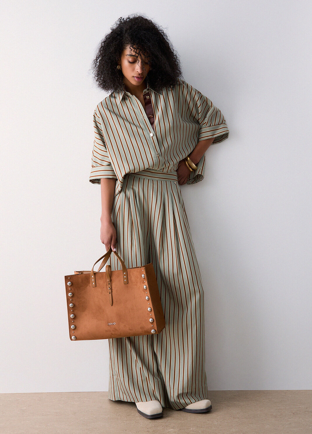 Chemise en rayonne &agrave; rayures vert &agrave; rayures Liu Jo - large image number 3