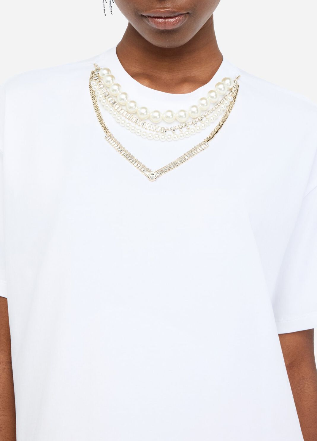 T-shirt mit Perlen und Strass Wei&szlig; Liu Jo - large image number 2