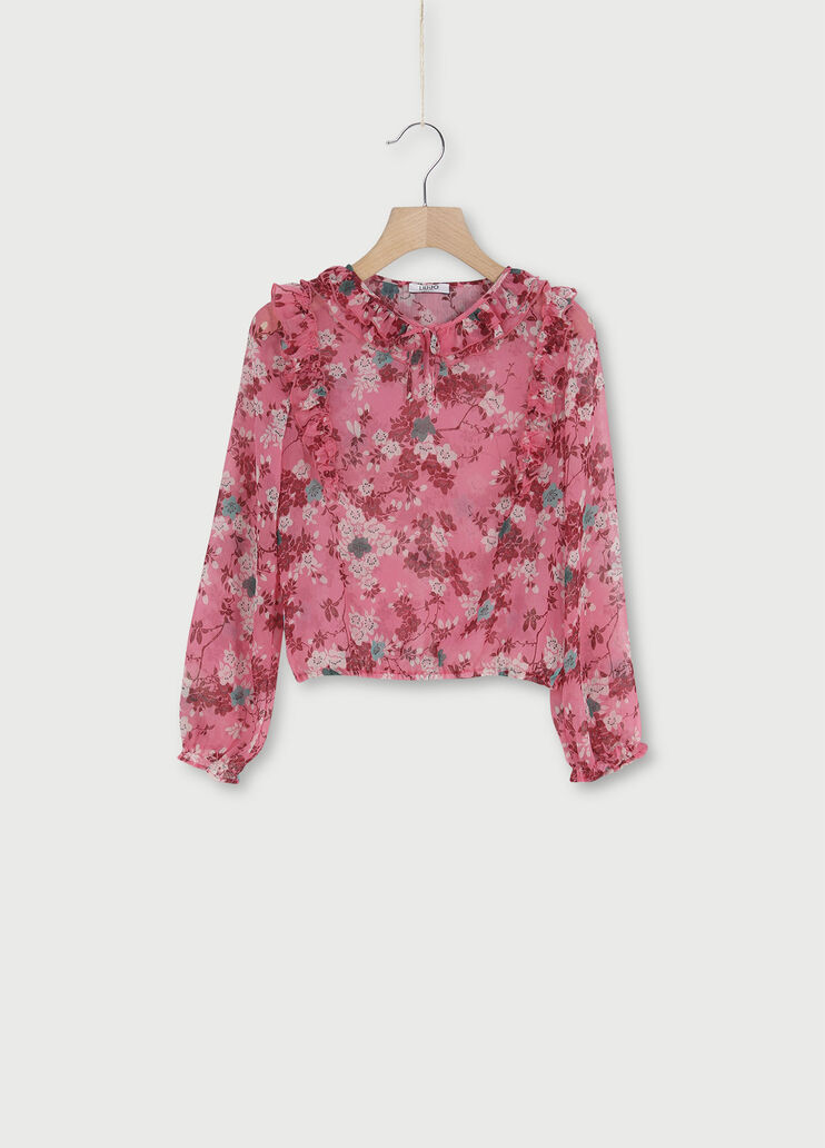 Blusa con volants Rosa con fiori Liu Jo - large image number 0