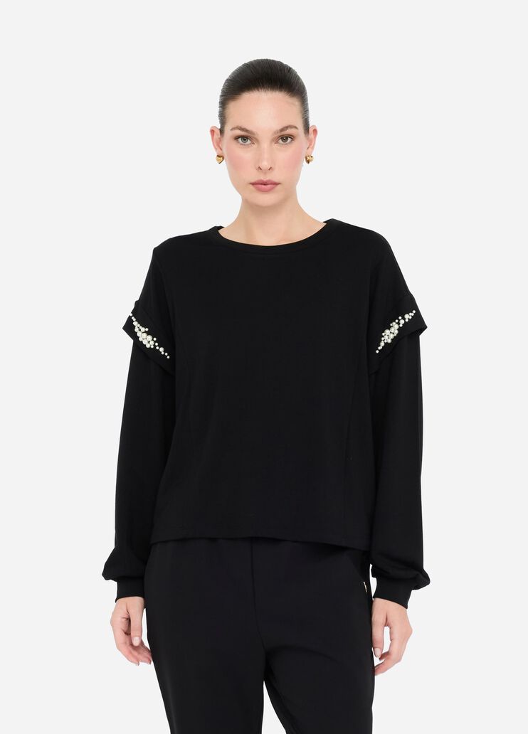 Sweatshirt with maxi beads black Liu Jo - medium Sweatshirt with maxi beads black Liu Jo - medium