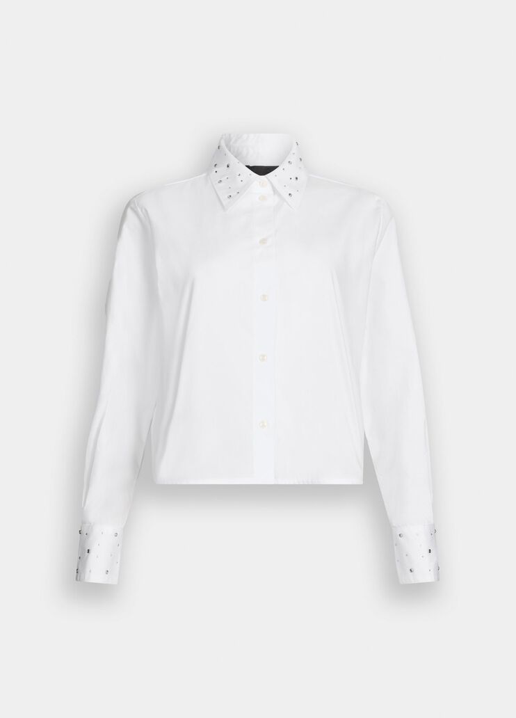 Poplin shirt with rhinestones white Liu Jo - large image number 6