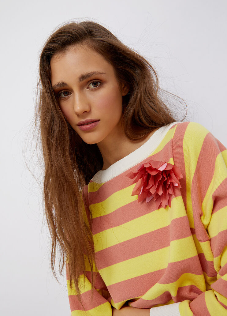 Streifenpullover mit Brosche Gelb/Rosa Liu Jo - large image number 2