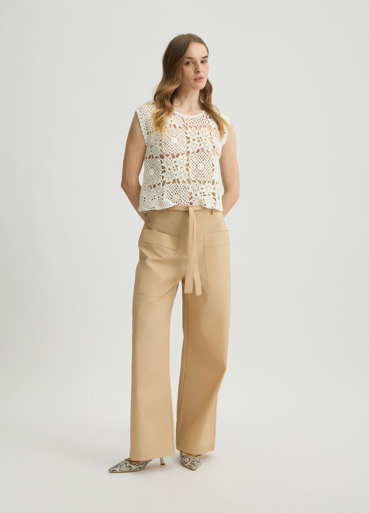 Crochet knit top white wool Liu Jo - medium Crochet knit top white wool Liu Jo - medium