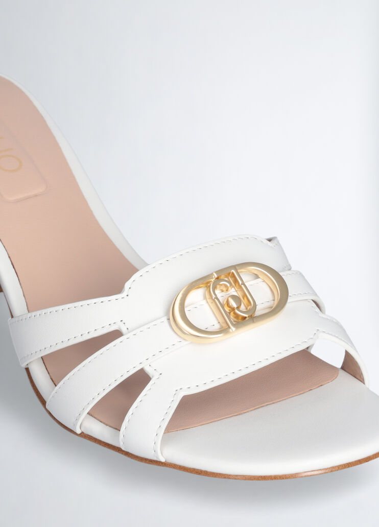 Leather sandals with wide heel white Liu Jo - large image number 6 Leather sandals with wide heel white Liu Jo - large image number 6