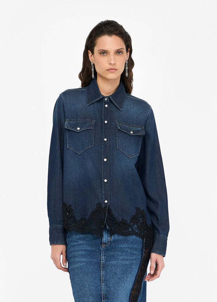 Denim shirt with lace dark blue denim Liu Jo - medium Denim shirt with lace dark blue denim Liu Jo - medium