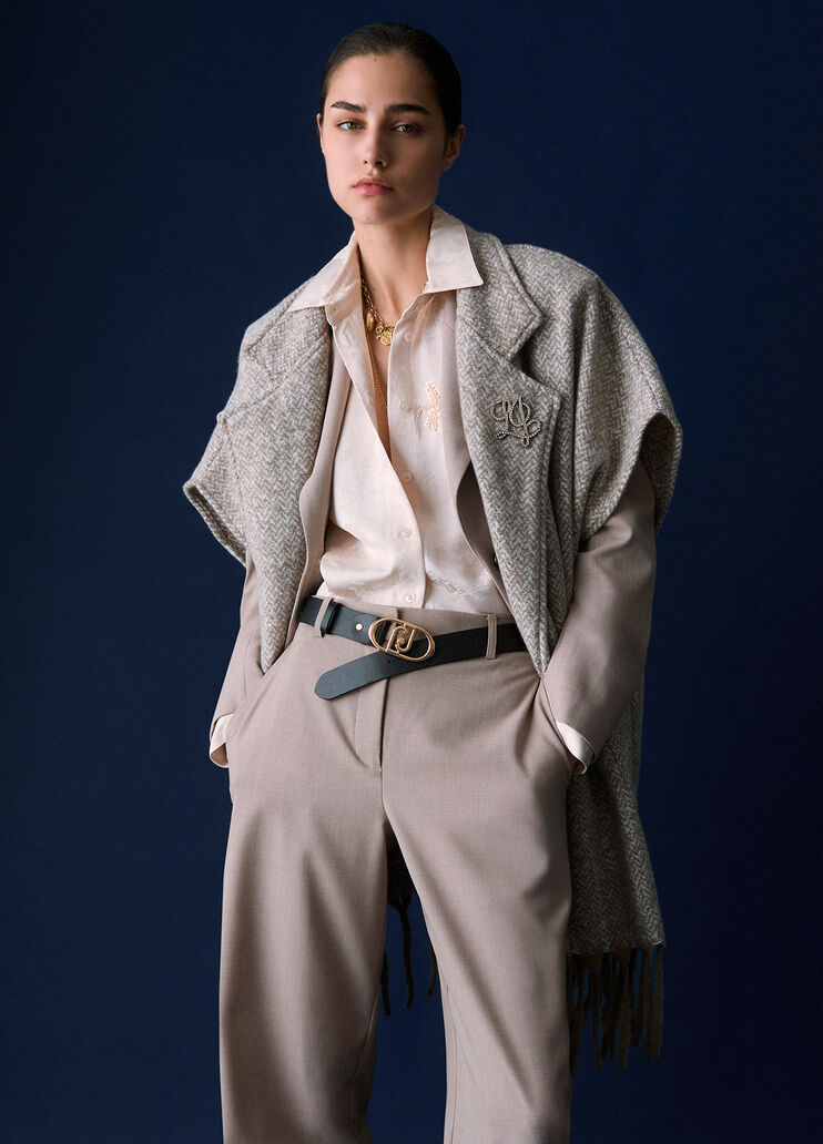 Poncho lungo jacquard grigio Liu Jo - medium