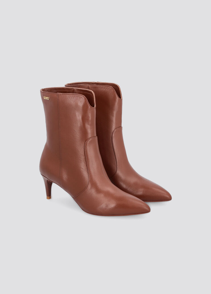Bottines en cuir à talon bobine marron clair Liu Jo - large image number 1 Bottines en cuir à talon bobine marron clair Liu Jo - large image number 1