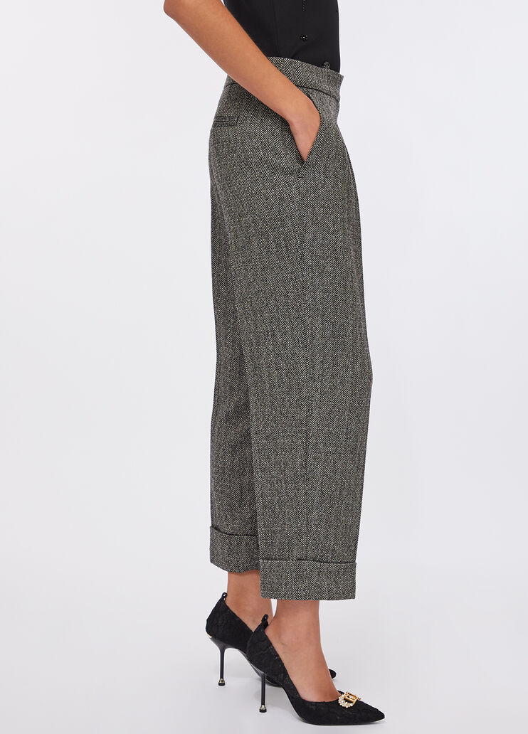 Cropped-Hose mit Fischgrätmuster Graues Fischgrätmuster Liu Jo - large image number 3