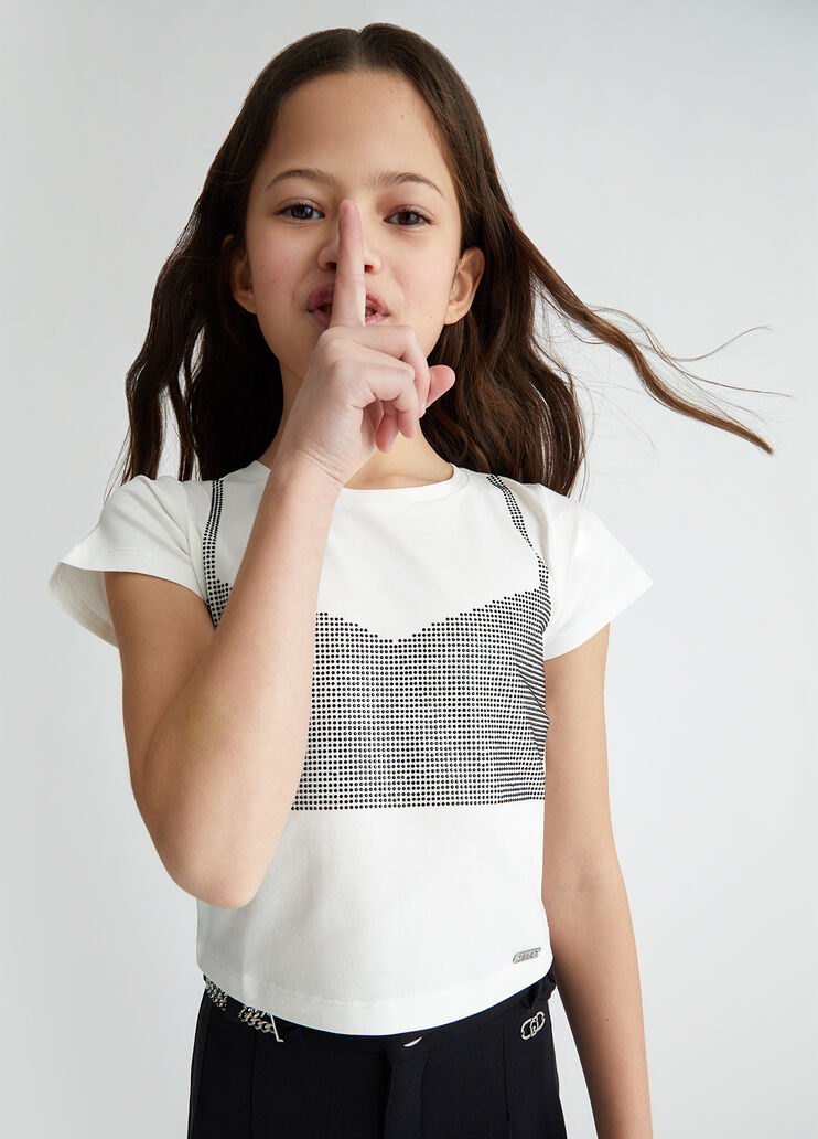 Cotton T-shirt with rhinestones white Liu Jo - medium Cotton T-shirt with rhinestones white Liu Jo - medium
