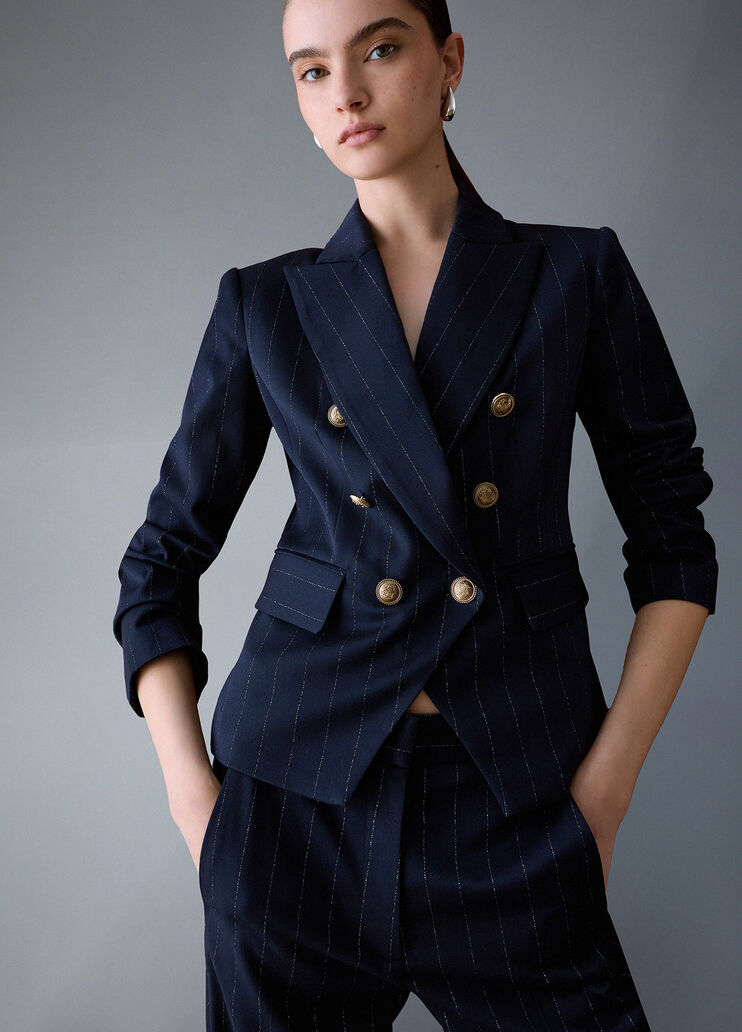 Blazer doppiopetto gessato blu gessato Liu Jo - medium