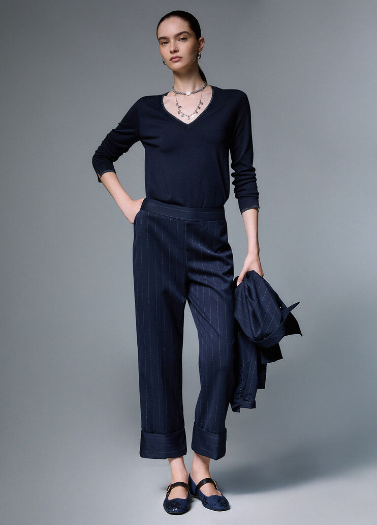 Pinstripe Cigarette Trousers blue pinstripe Liu Jo - medium
