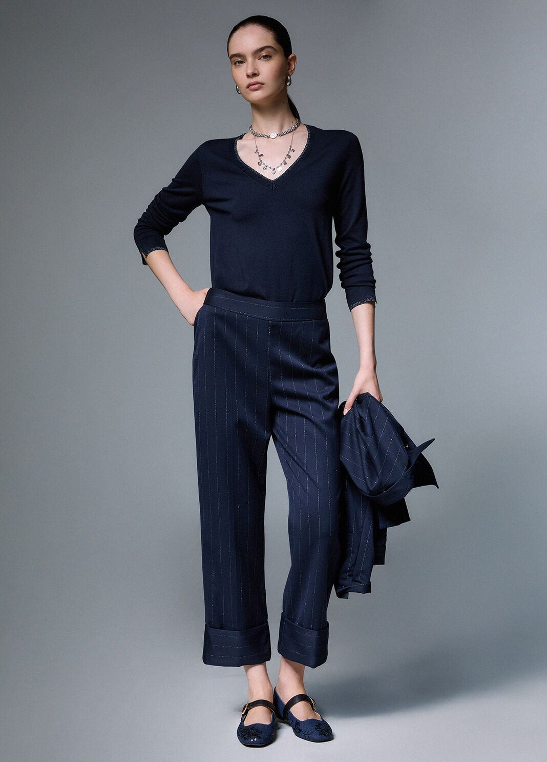 Pinstripe Cigarette Trousers blue pinstripe Liu Jo - large image number 2
