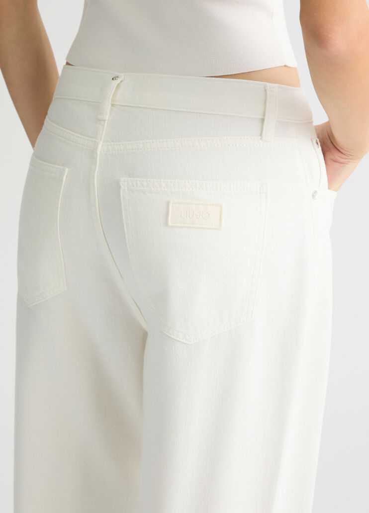 Wide-leg trousers white wool Liu Jo - large image number 4