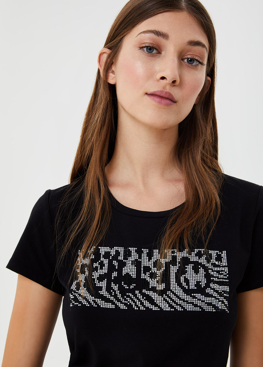 T-shirt with logo and appliqu&eacute;s Black Liu Jo - large image number 2