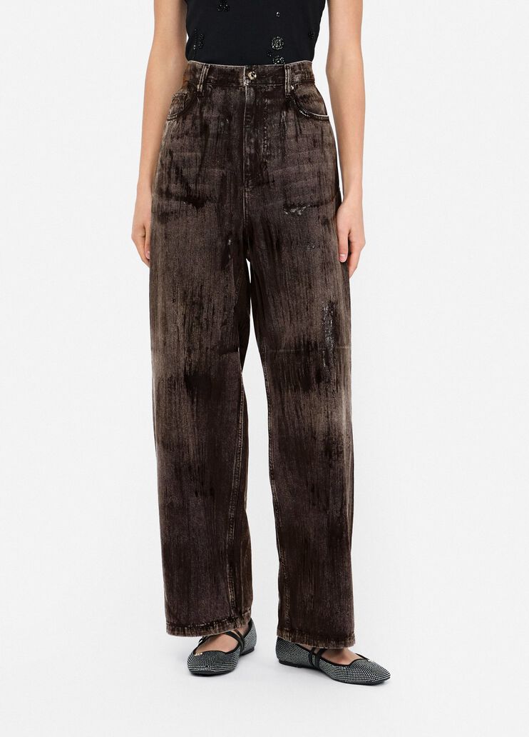 Flared jeans with coated detailing brown denim Liu Jo - large image number 0 Flared jeans with coated detailing brown denim Liu Jo - large image number 0