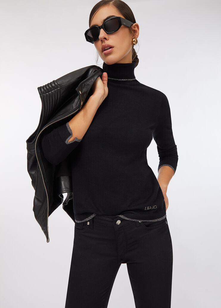 Polo-neck with lurex® details black Liu Jo - medium