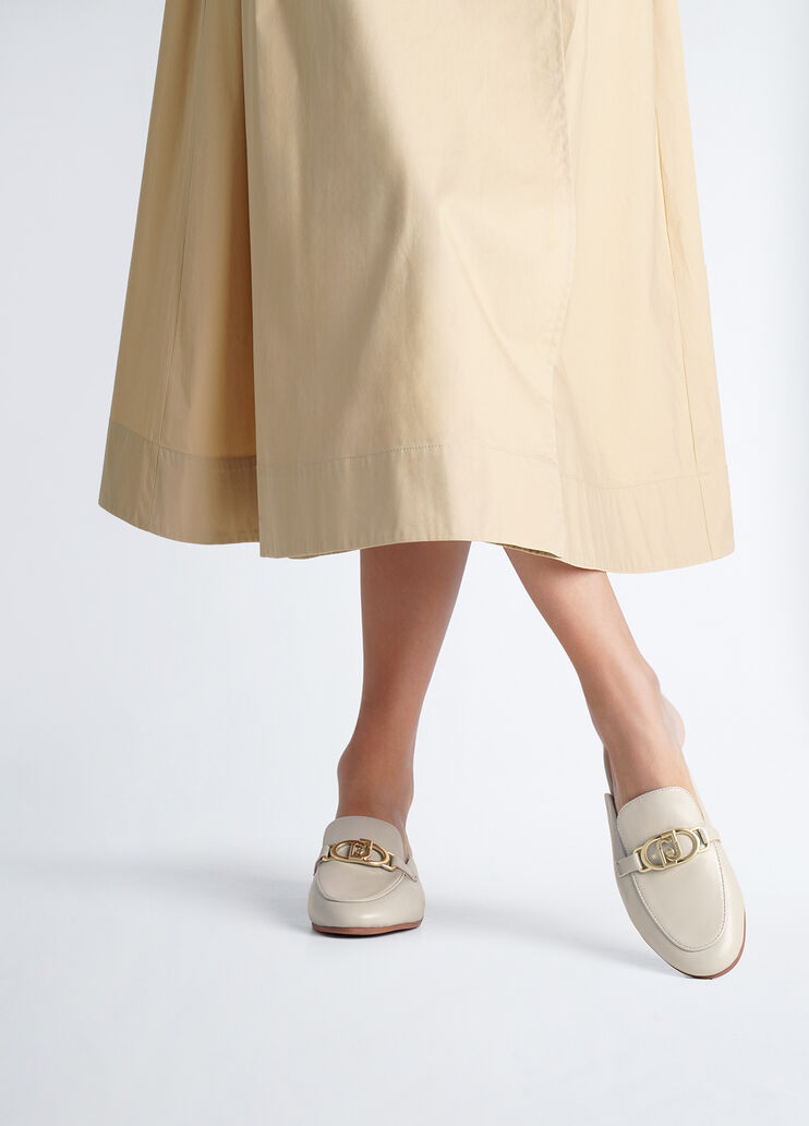 Leather slippers with logo white Liu Jo - medium Leather slippers with logo white Liu Jo - medium