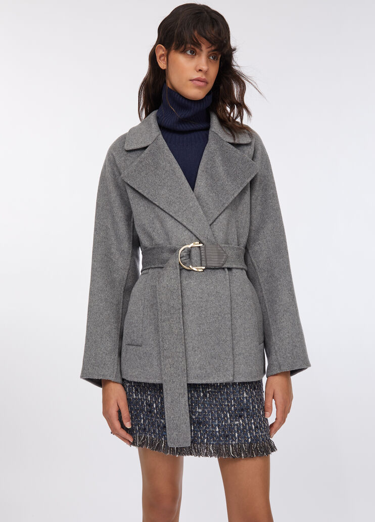 Wool coat with belt grey Liu Jo - large image number 0