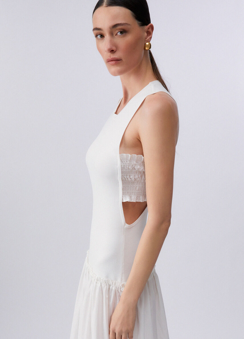 Long dress with cut-out colour white wool | Liu Jo