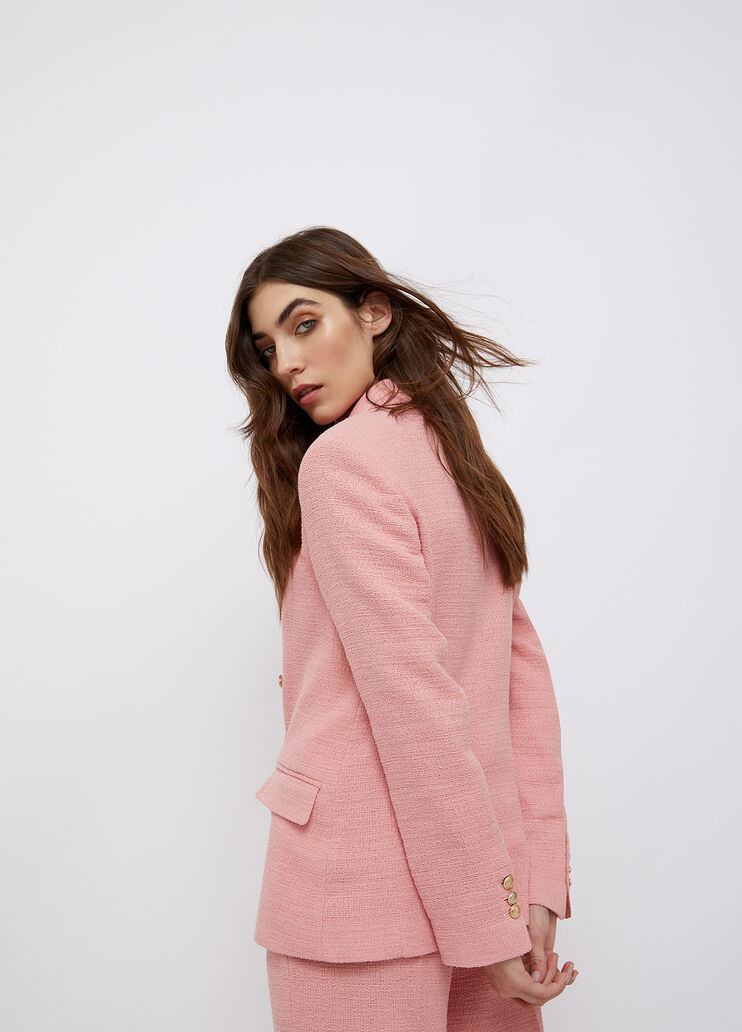 Double-breasted bouclé jacket pink blush Liu Jo - large image number 1 Double-breasted bouclé jacket pink blush Liu Jo - large image number 1