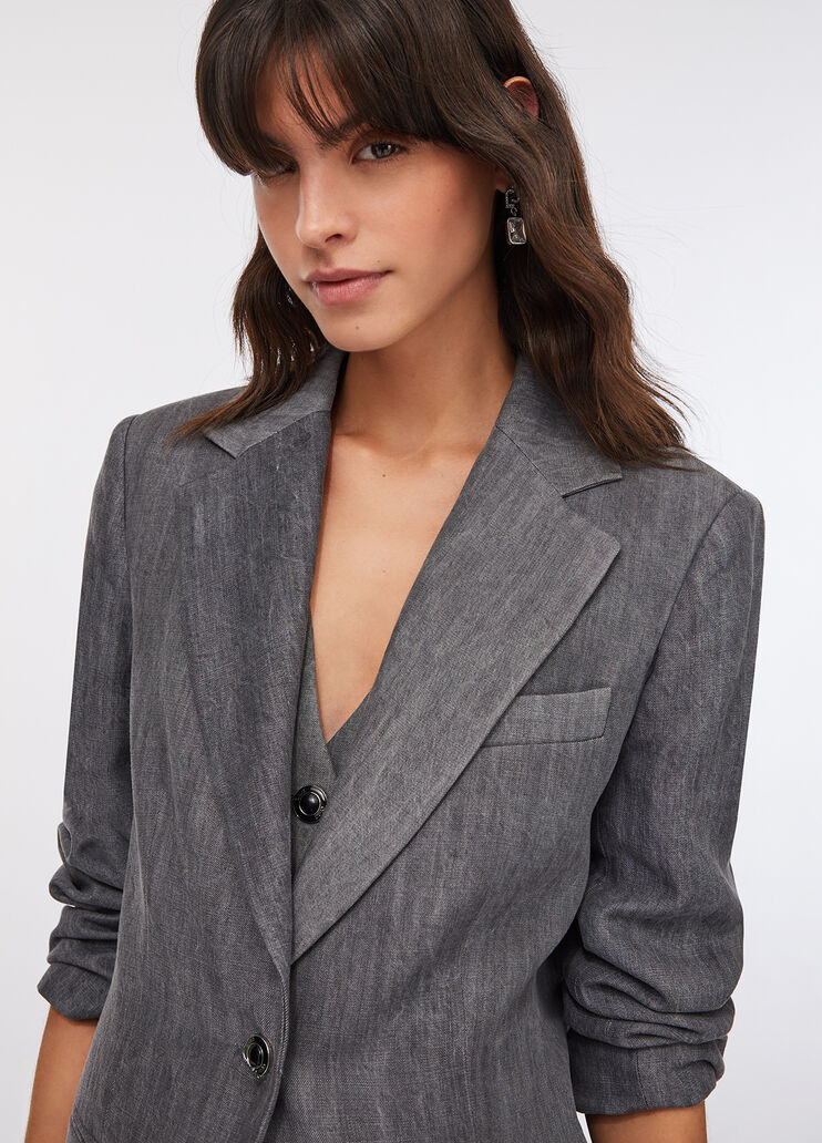 Blazer en toile denim denim gris Liu Jo - large image number 3