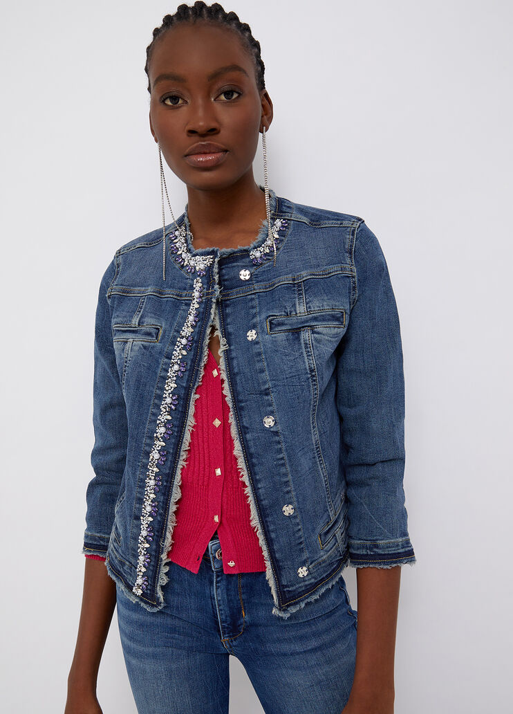 Giacca jeans con applicazioni denim blu Liu Jo - large image number 0 Giacca jeans con applicazioni denim blu Liu Jo - large image number 0