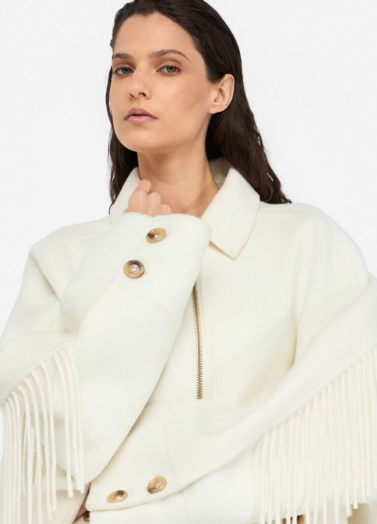 Wool pea coat with fringes butter Liu Jo - large image number 2 Wool pea coat with fringes butter Liu Jo - large image number 2