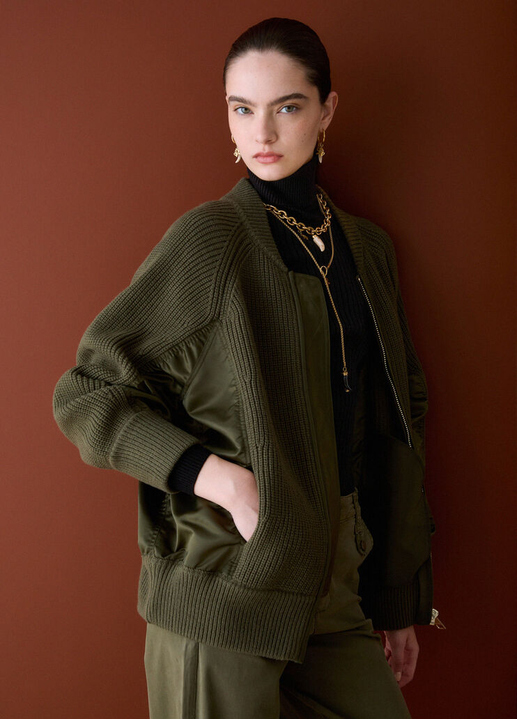 Knit Bomber with Nylon Inserts green Liu Jo - medium