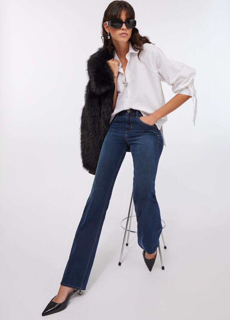 Джинсы с легким клёшем ниже колена Amazing Fit синий деним Liu Jo - large image number 2