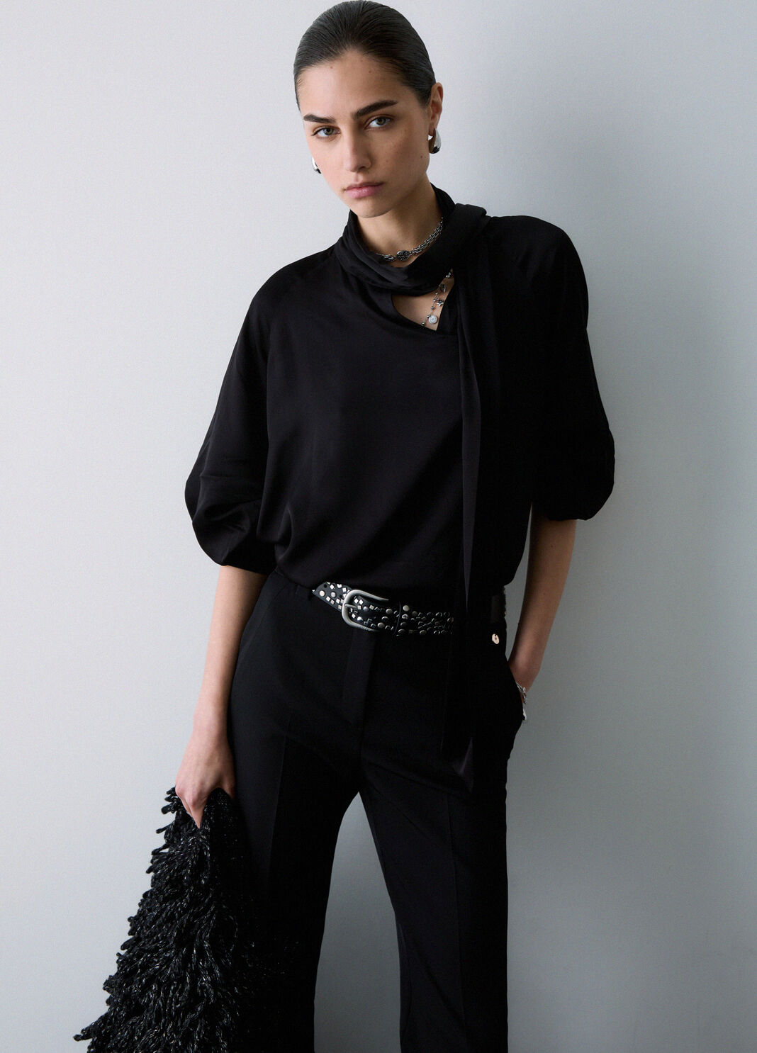 Satin Blouse with Bow black Liu Jo - large image number 3