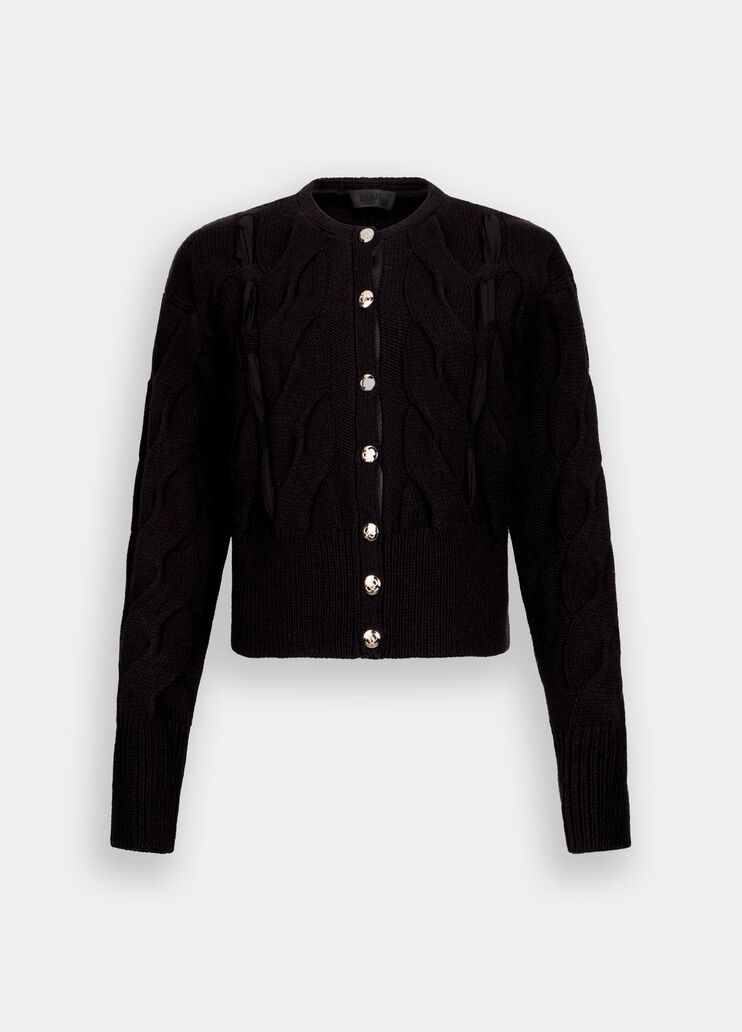 Cable knit wool cardigan black Liu Jo - large image number 6