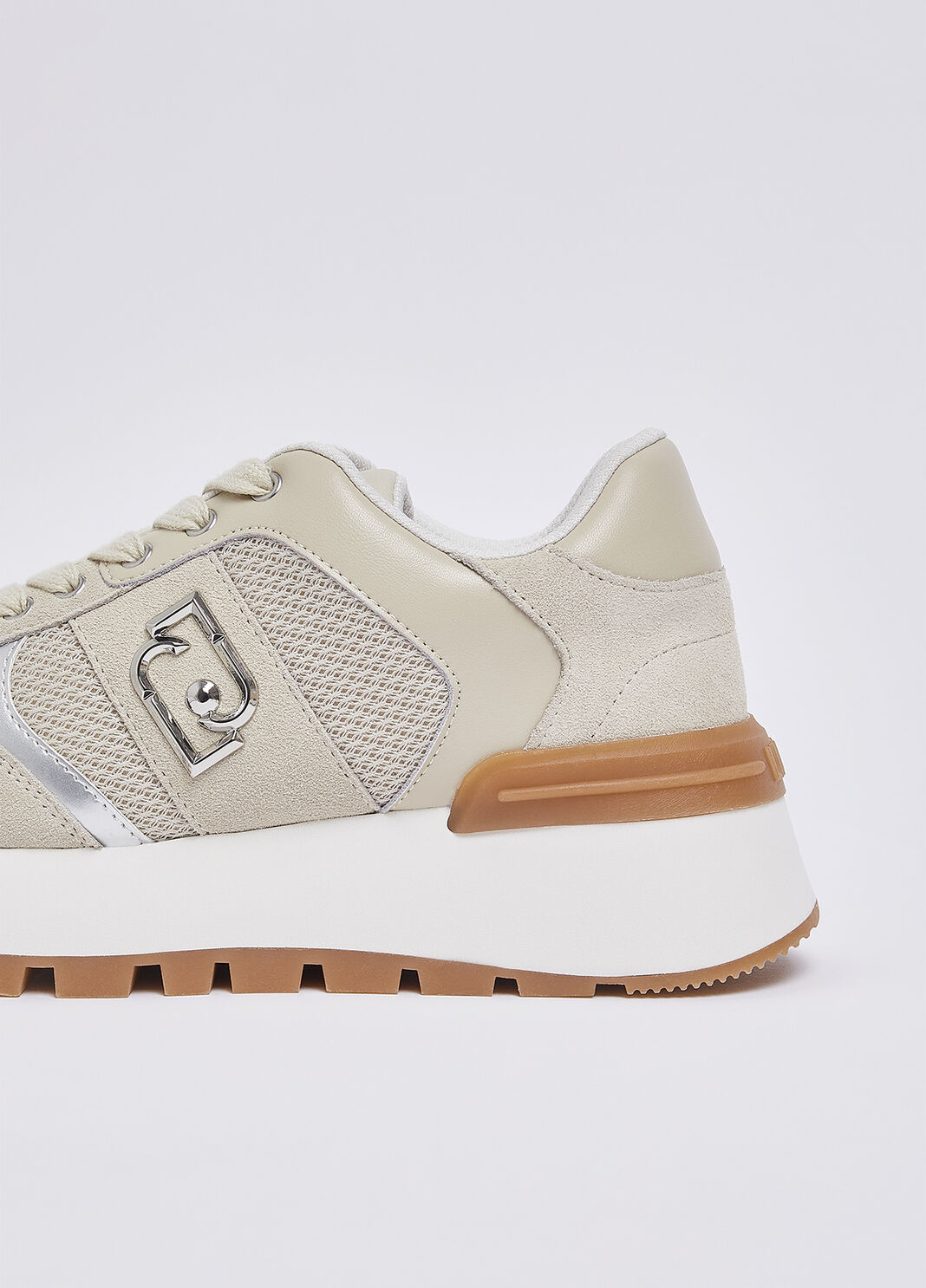  Suede and mesh platform sneakers beige Liu Jo - large image number 5