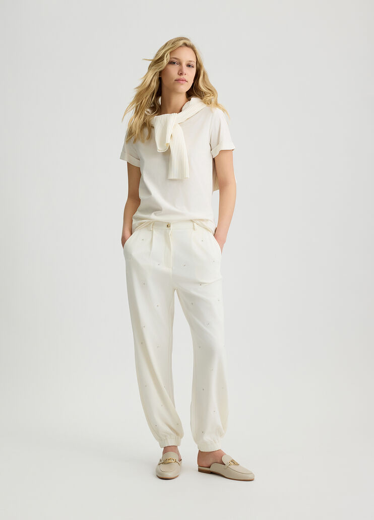 Trousers with logo and rhinestones white Liu Jo - medium Trousers with logo and rhinestones white Liu Jo - medium