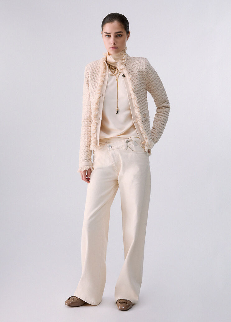 Veste avec d&eacute;tails effiloch&eacute;s cr&egrave;me Liu Jo - medium