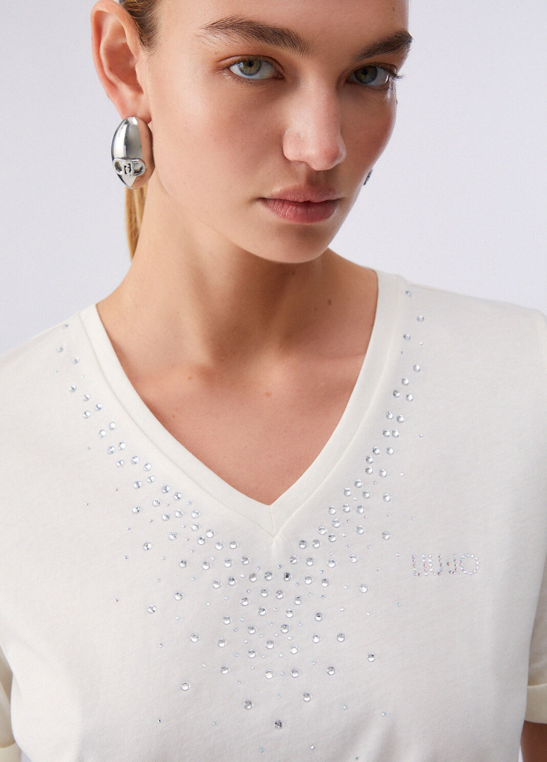 T-Shirt mit Strass Milchwei&szlig; Liu Jo - large image number 4