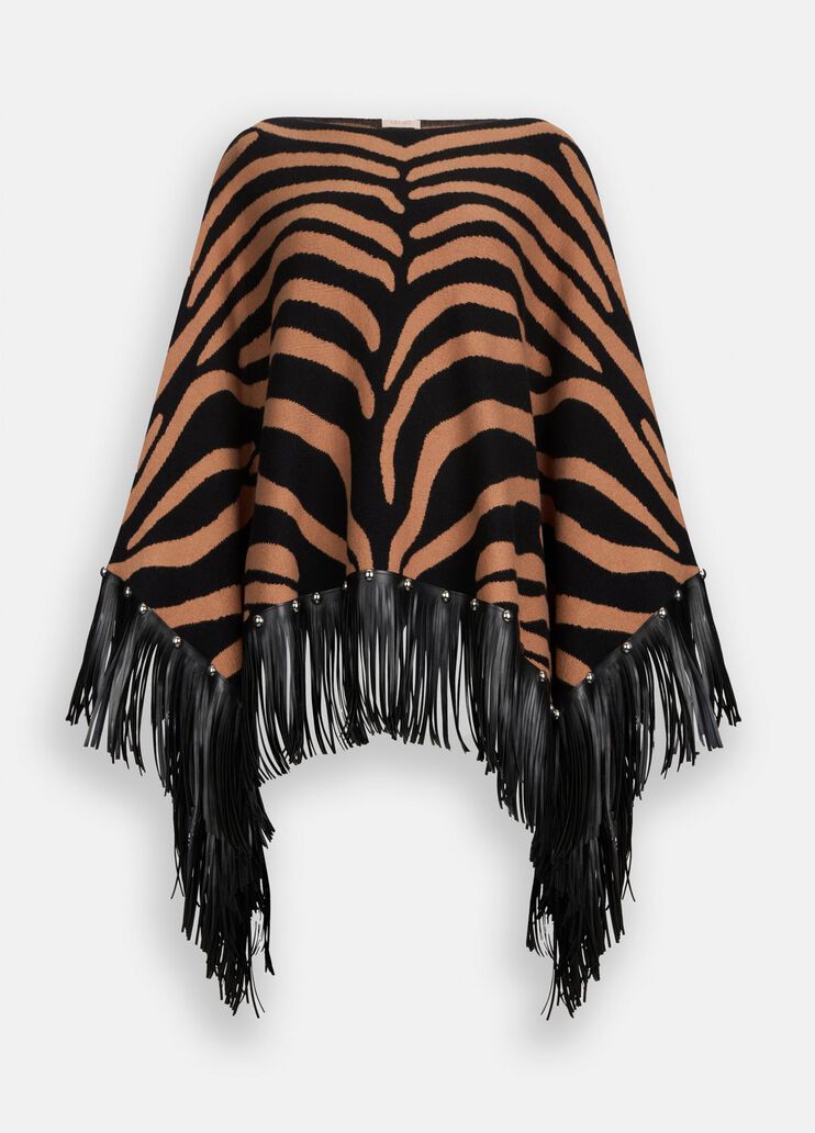 Poncho zébré avec franges beige zébré Liu Jo - large image number 6
