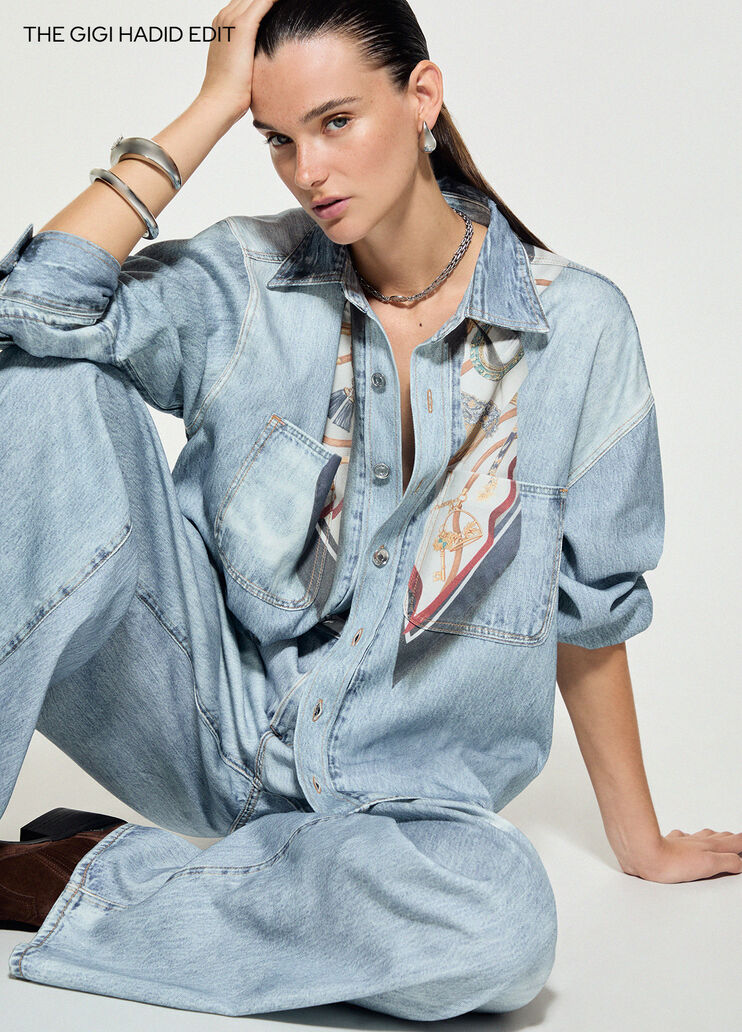 Hemd aus Denim mit Print digital heller Denim Liu Jo - medium