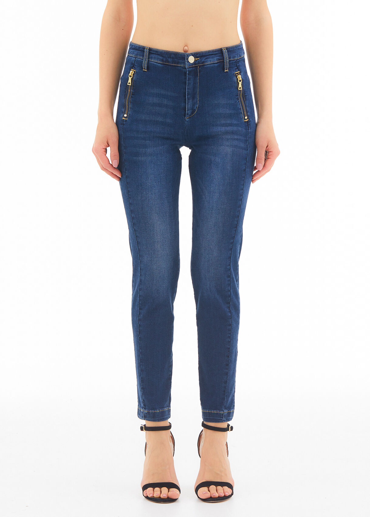 Skinny high rise jeans with zip colour blue denim Liu Jo