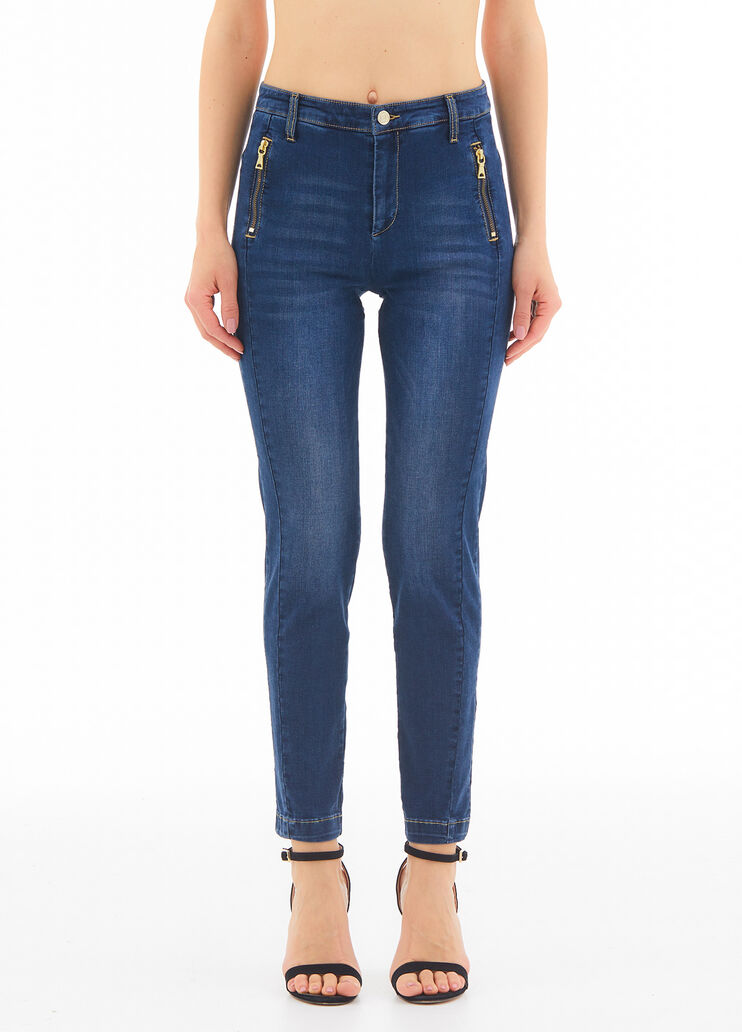 Skinny high-rise jeans with zip