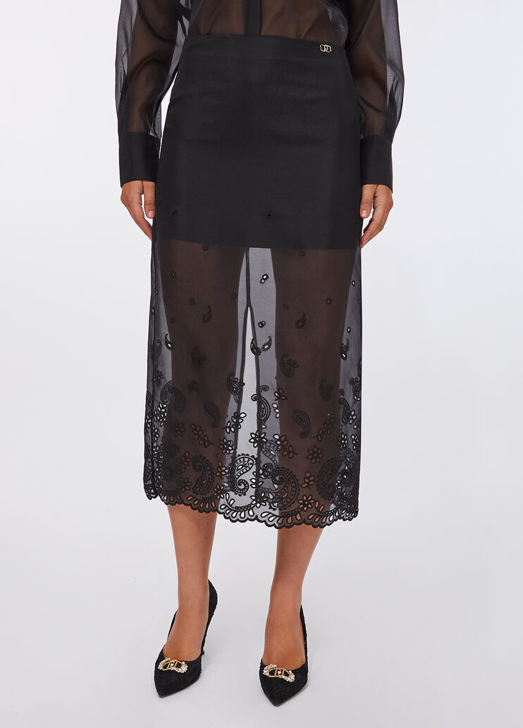 Rock aus Organza mit Stickereien Schwarz Liu Jo - medium