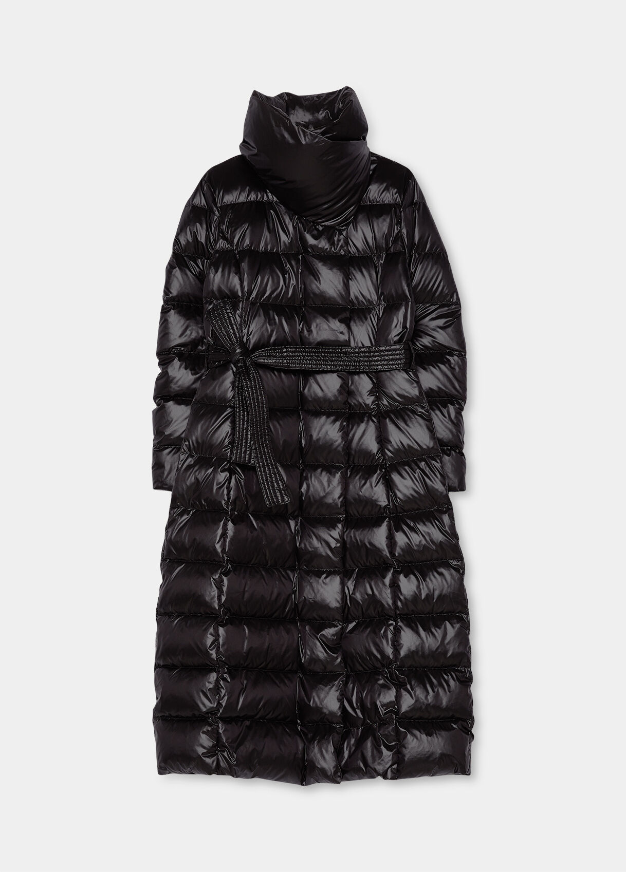 long down jacket with belt