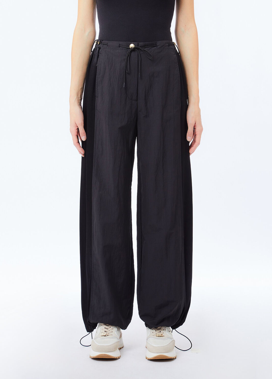 Pantaloni jogging in nylon e raso nero Liu Jo - large image number 0