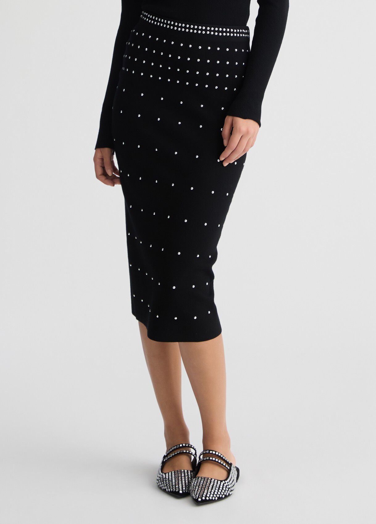 Jupe en maille avec clous couloer noir Liu Jo