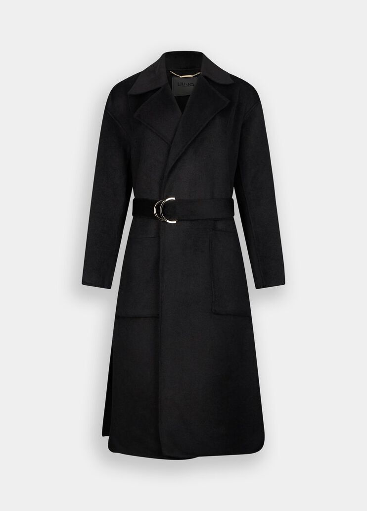 Manteau en laine avec ceinture noir Liu Jo - large image number 6 Manteau en laine avec ceinture noir Liu Jo - large image number 6