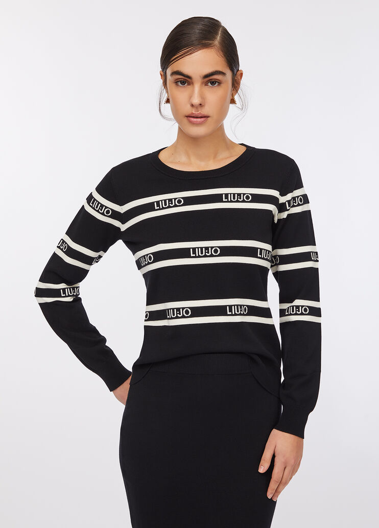 Pull à rayures noir Liu Jo - large image number 0