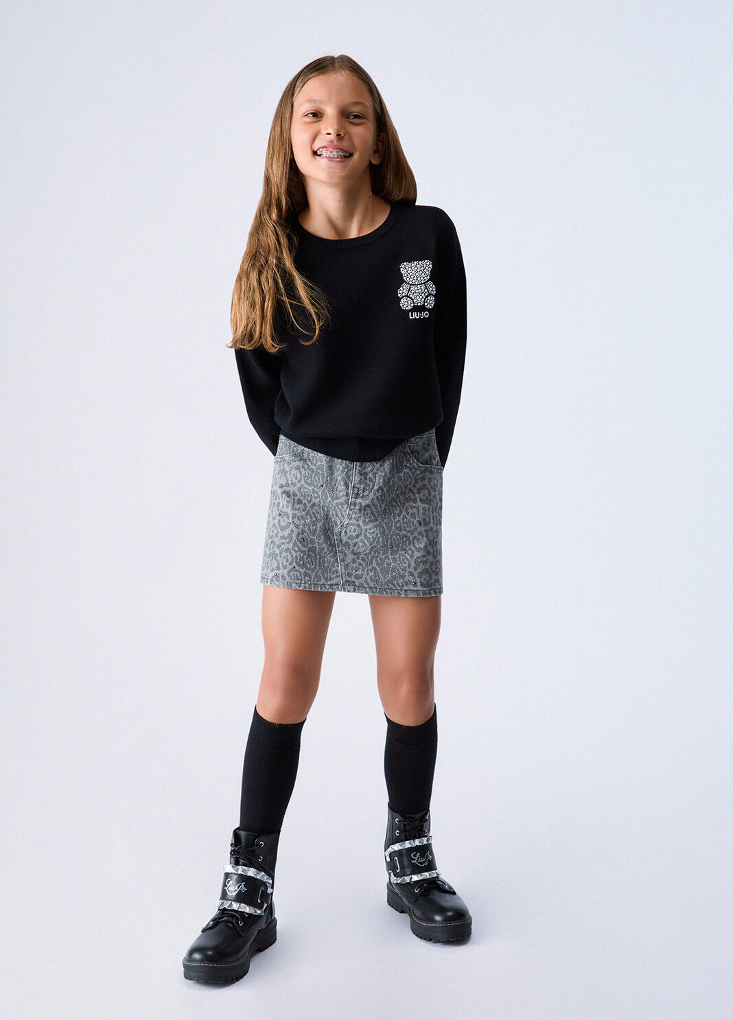 Sweater with jewel embroidery black Liu Jo - large image number 1