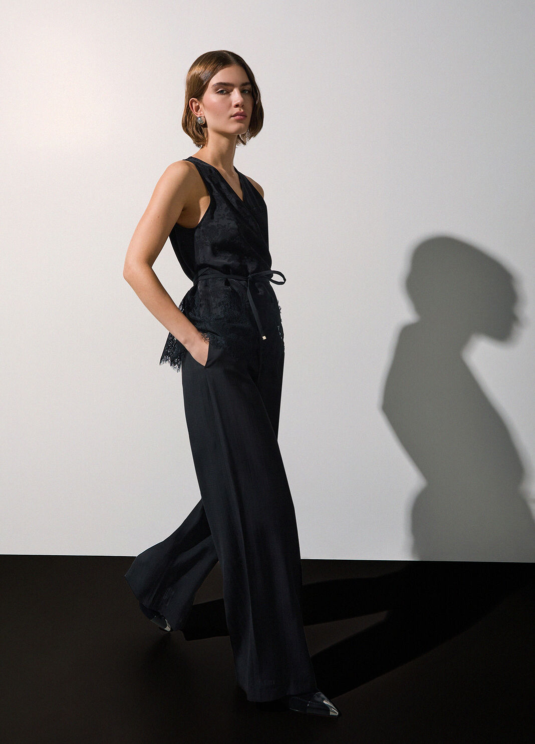 Jacquard-Top mit Spitzendetails schwarz Liu Jo - large image number 3