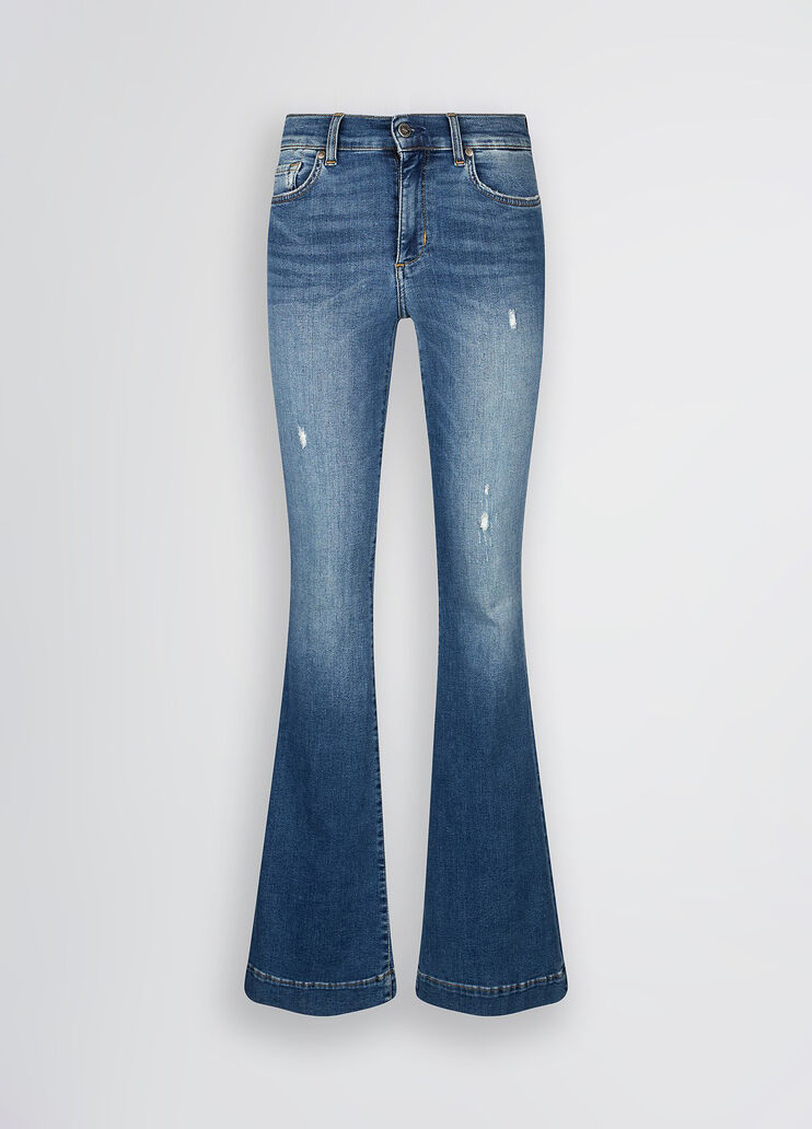 Blue bell-bottom jeans with rhinestones dark denim Liu Jo - large image number 6 Blue bell-bottom jeans with rhinestones dark denim Liu Jo - large image number 6