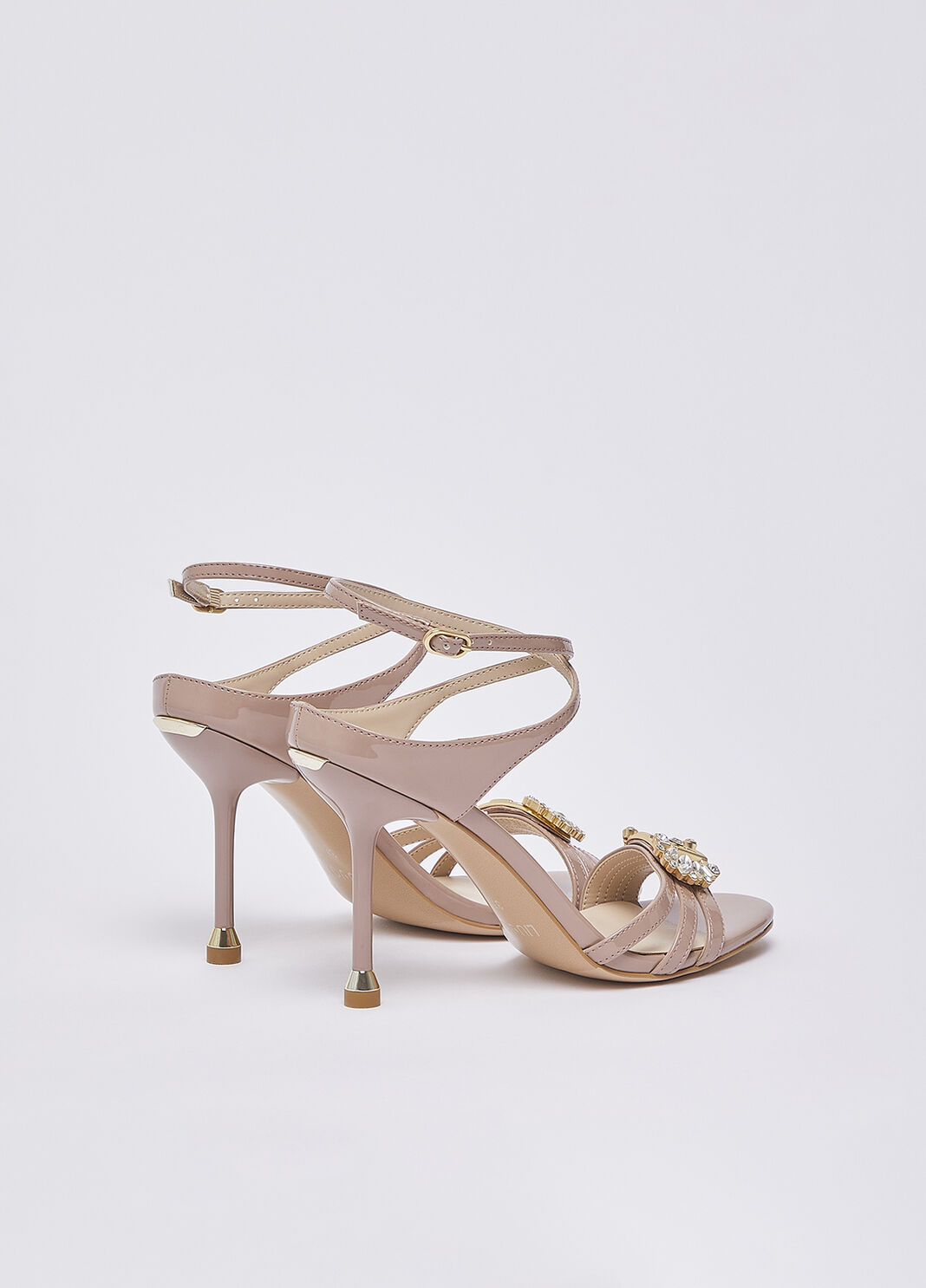 Patent leather sandals with bejewelled logo nude Liu Jo - large image number 3